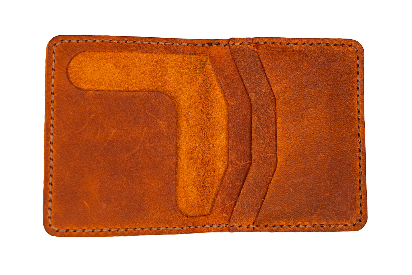 Stor Dobbel Kortholder i Crazy Horse med Ekstra Lomme