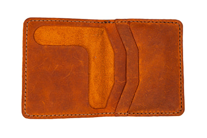 Stor Dobbel Kortholder i Crazy Horse med Ekstra Lomme