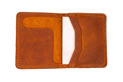 Stor Dobbel Kortholder i Crazy Horse med Ekstra Lomme